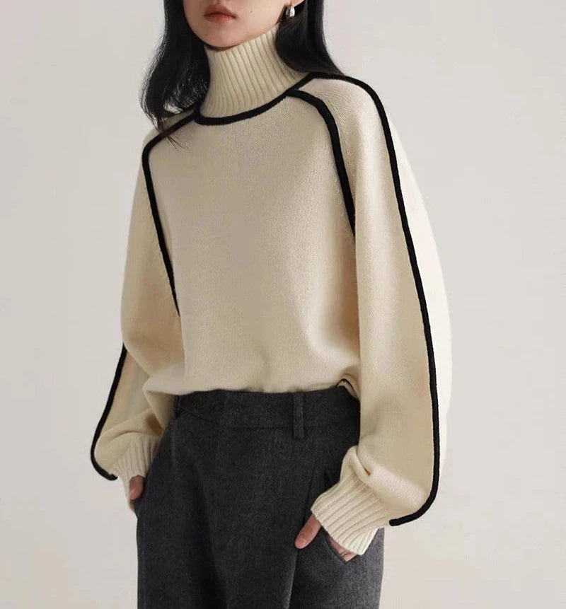 Relaxed-Fit High-Neck Knit Sweater