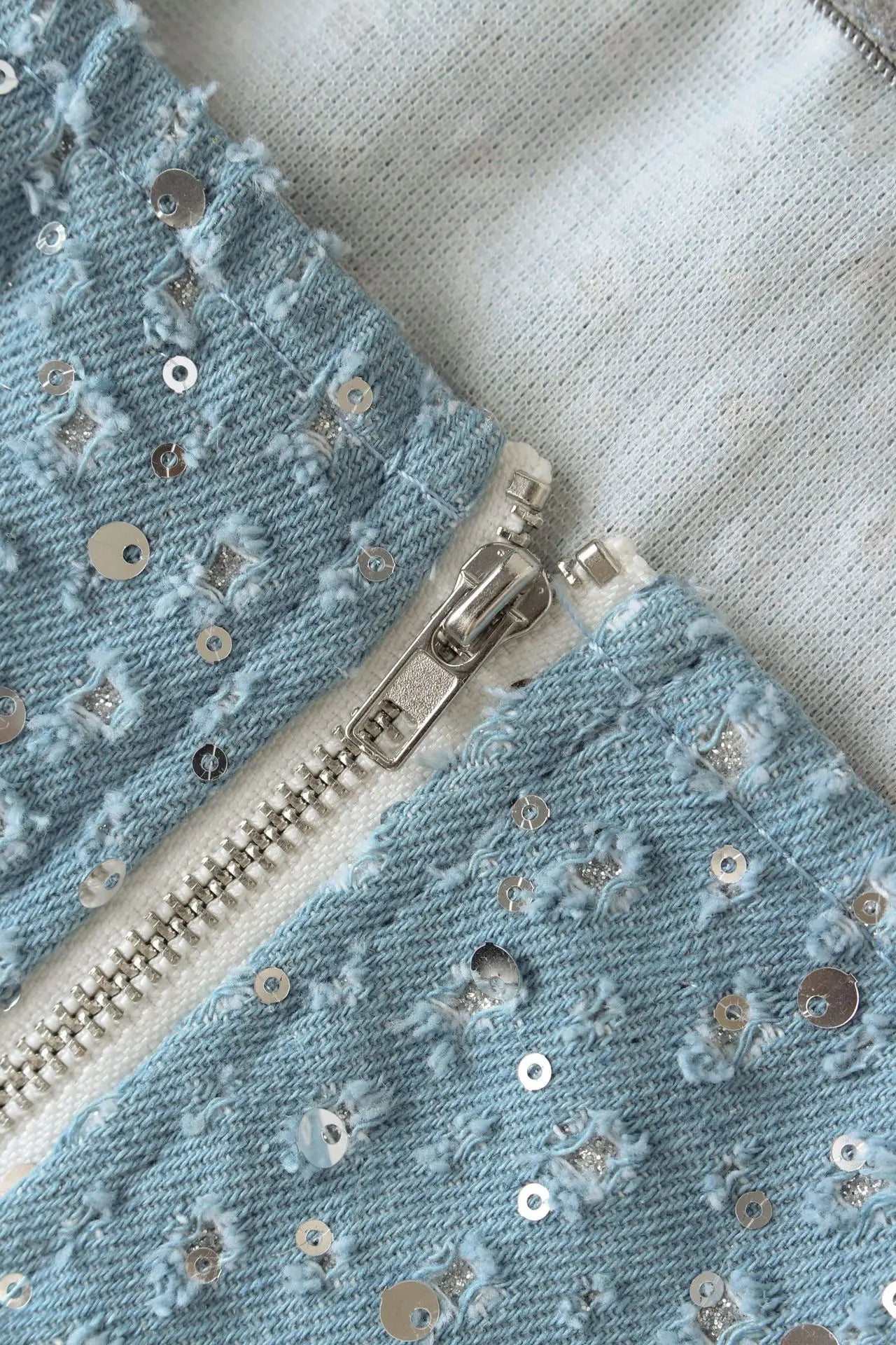 2-Piece Sequin Denim Set: Bandeau Top and Jeans