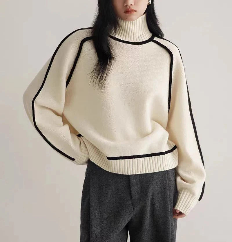 Relaxed-Fit High-Neck Knit Sweater