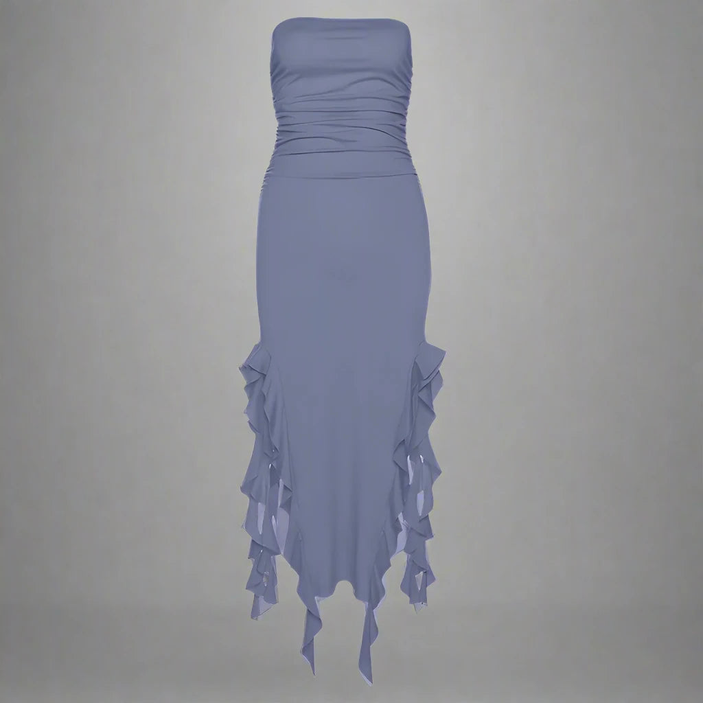 Double Slit Strapless Maxi Dress