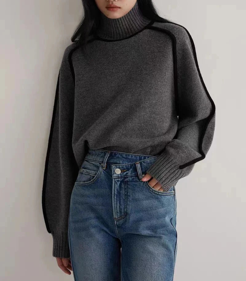 Relaxed-Fit High-Neck Knit Sweater