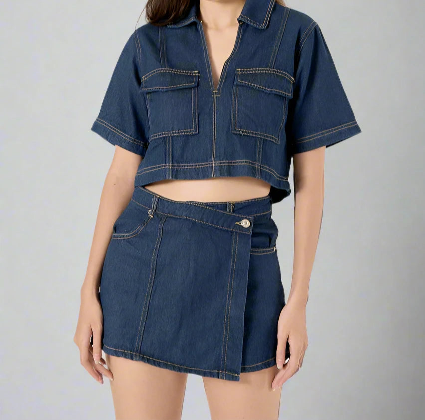 Denim Crossover Skorts