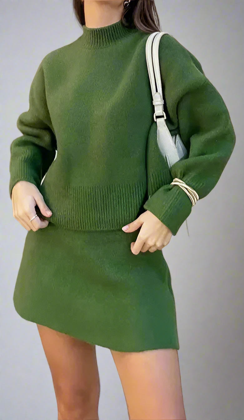 2-Piece Knit Dress Set: Sweater And Skirt