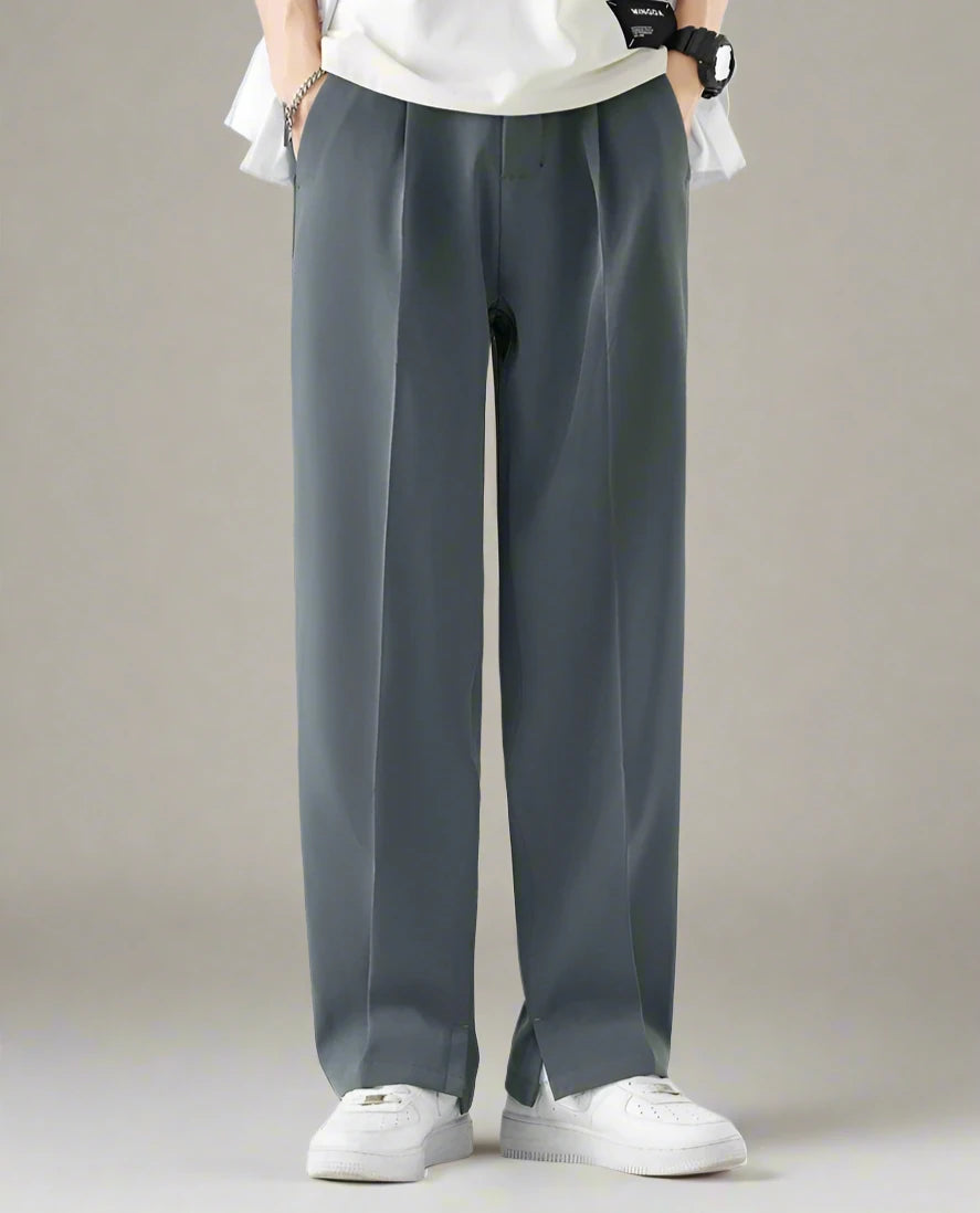 Straight-Fit Trousers With Slit Ankles