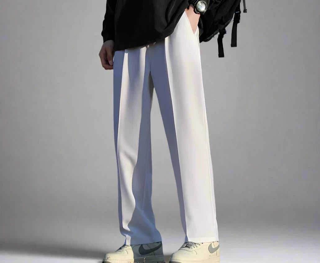 Straight-Fit Pleated Trousers