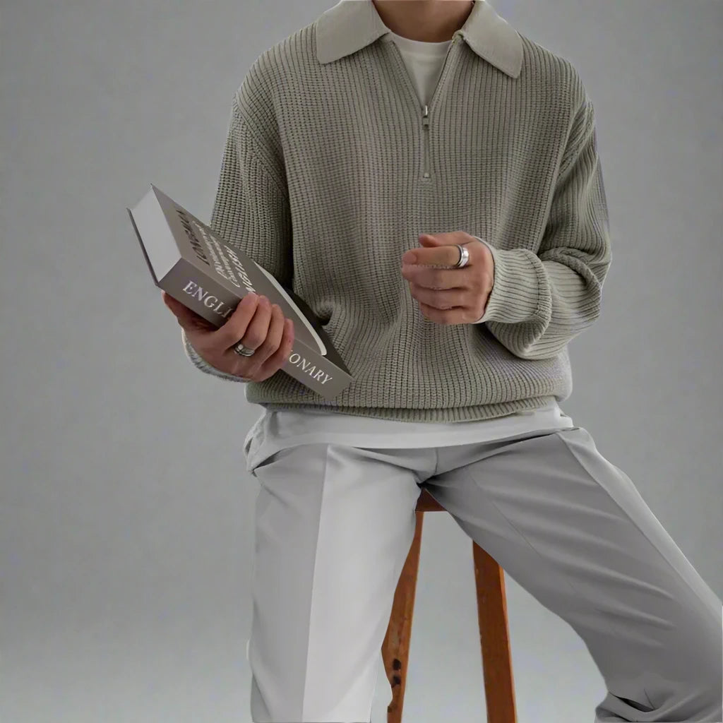 Quarter-Zip Collared Sweatshirt