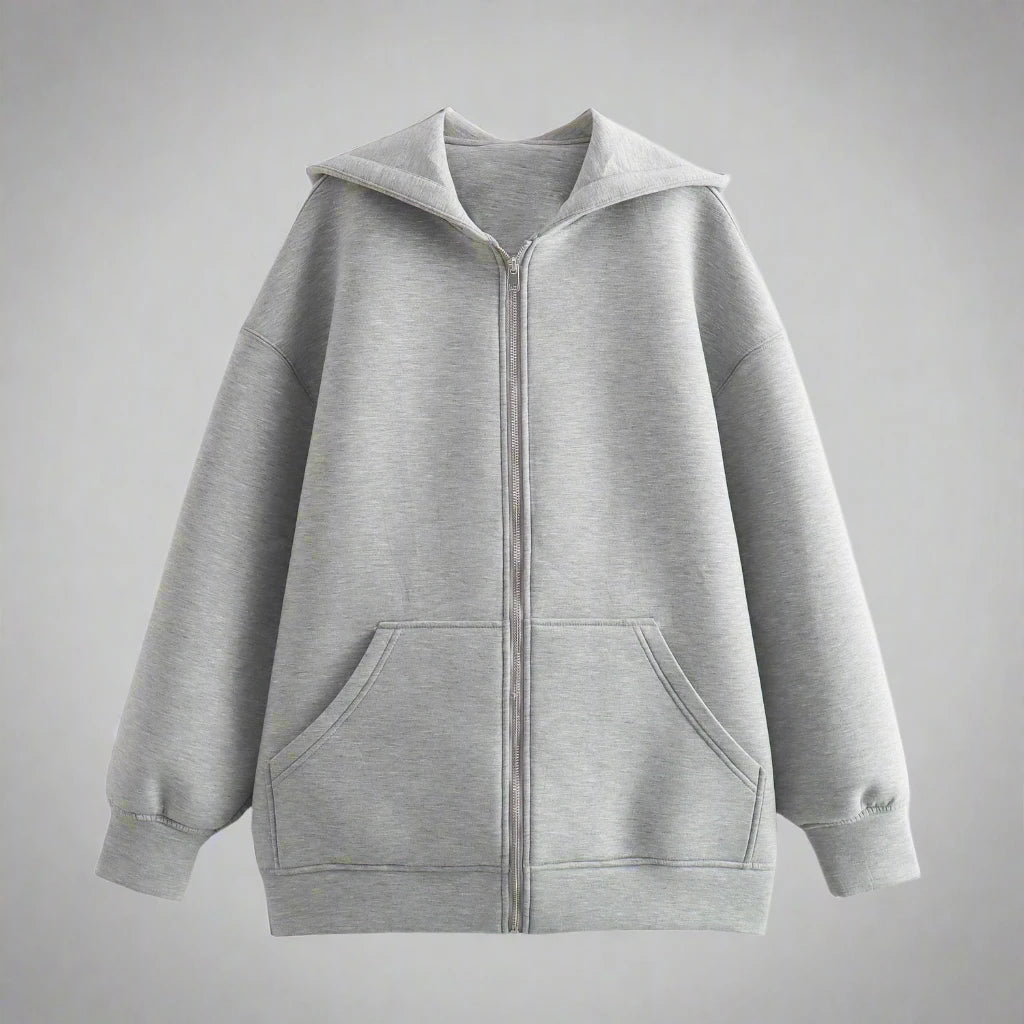 Oversize Zip-Up Cotton Hoodie