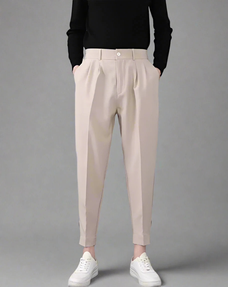 Pleated Trousers With Ankle Straps