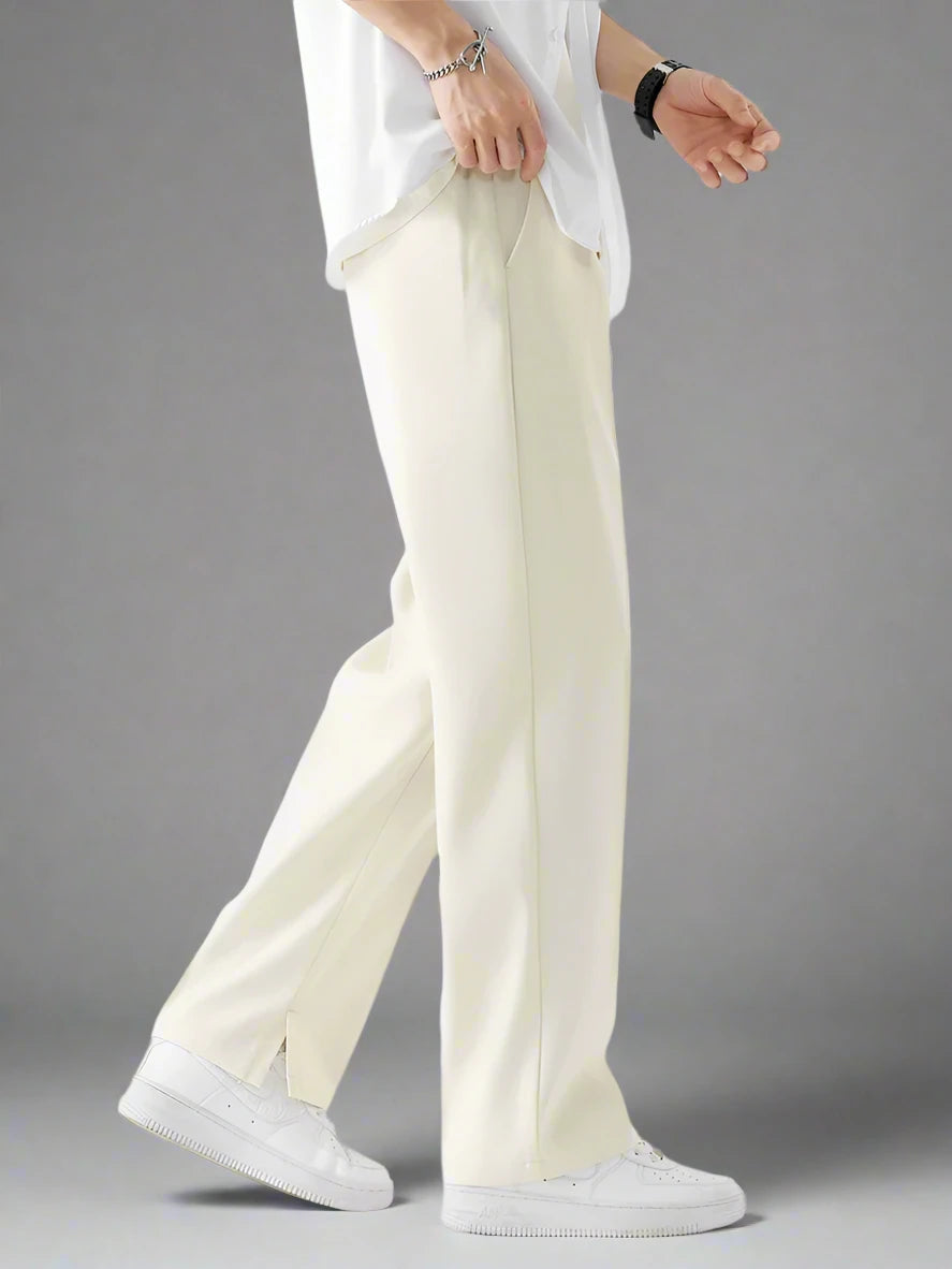 Straight-Fit Trousers With Slit Ankles