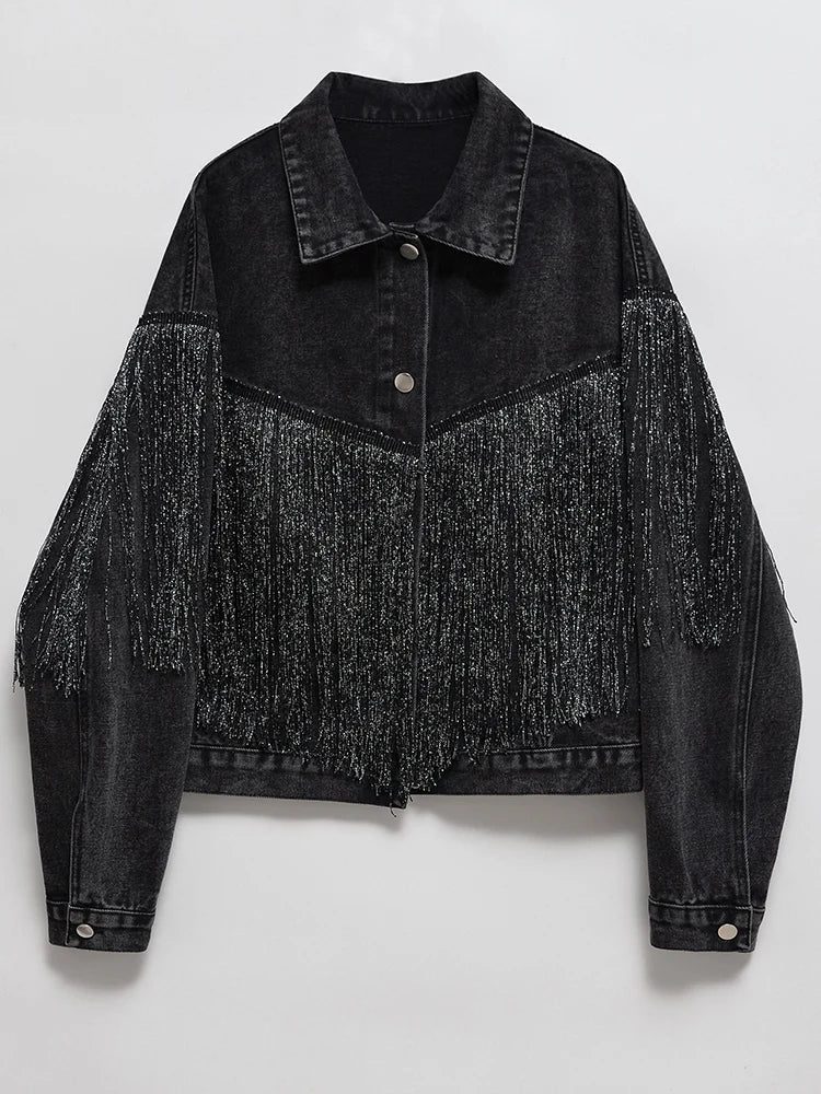 Studded Fringe Denim Jacket