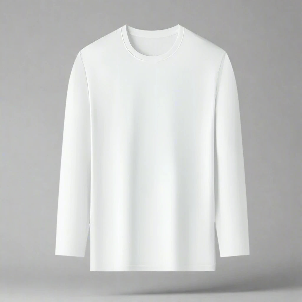 Basic Round Neck Long Sleeved Cotton T-shirt