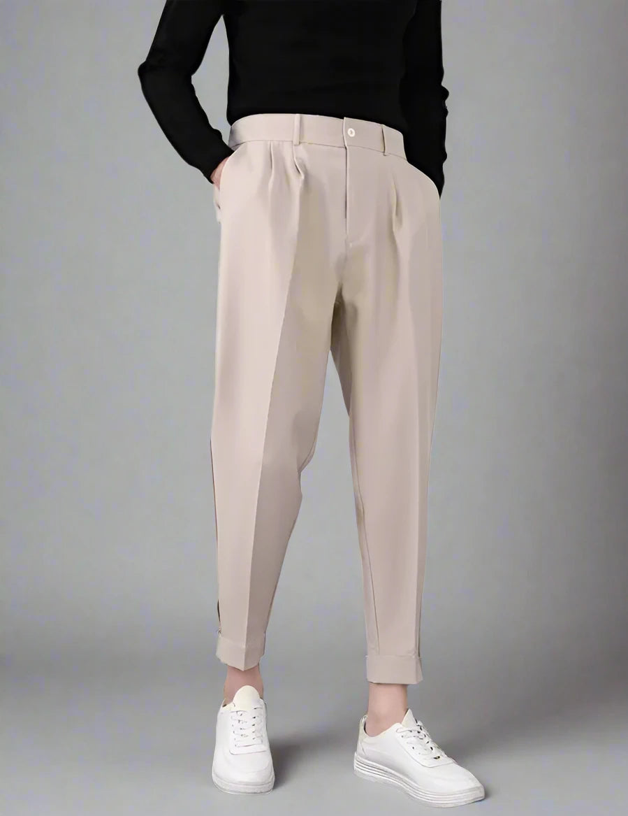 Pleated Trousers With Ankle Straps