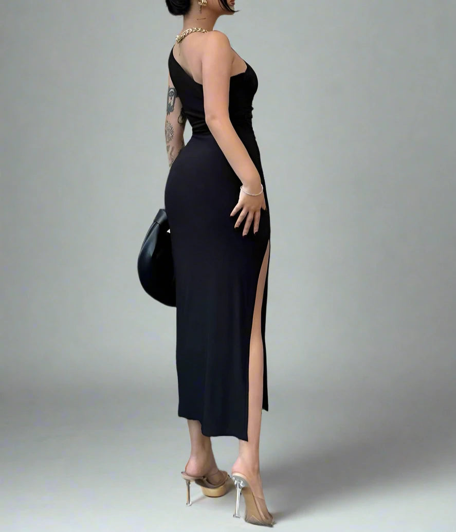 One-Shoulder Split Maxi Dress