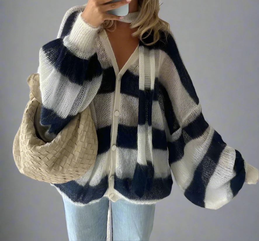 Oversize Knit Cardigan With Scarf