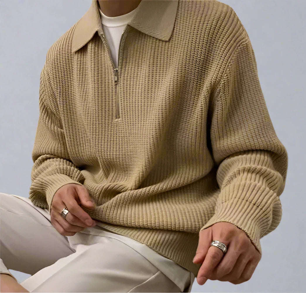 Quarter-Zip Collared Sweatshirt