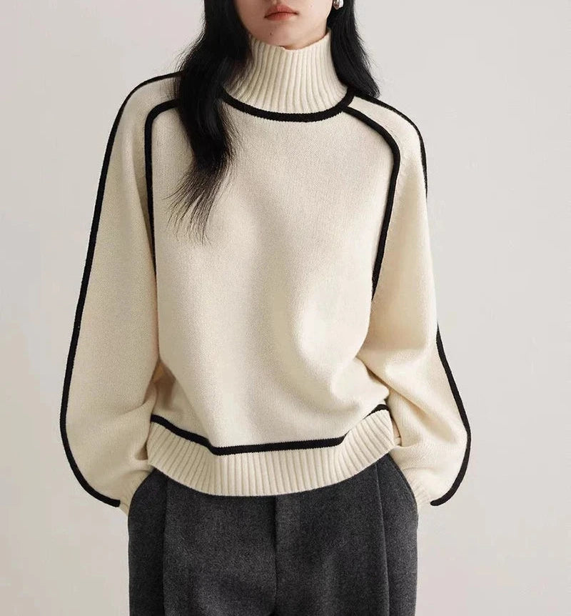 Relaxed-Fit High-Neck Knit Sweater