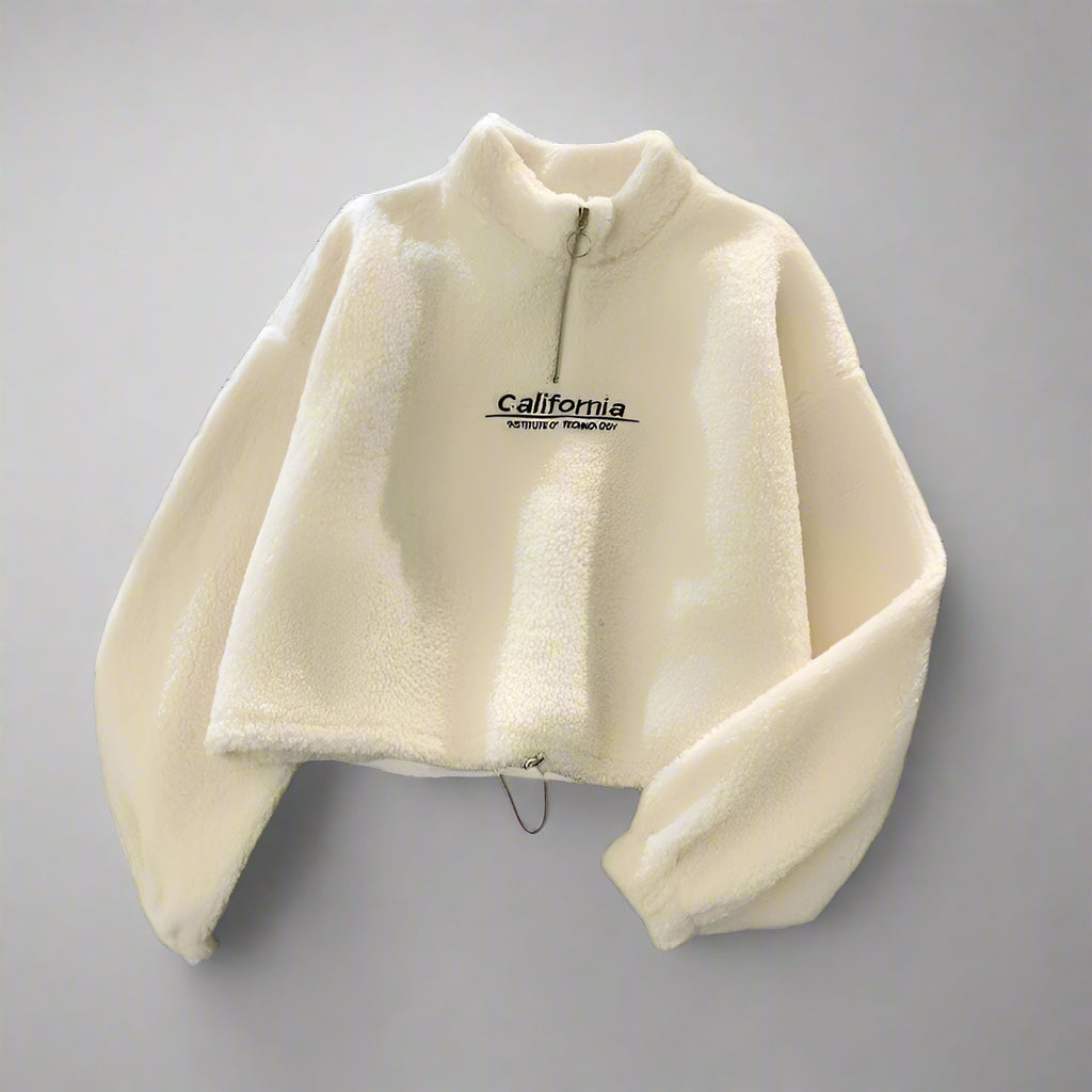 Sherpa Fleece Half-Zip Crop Sweatshirt