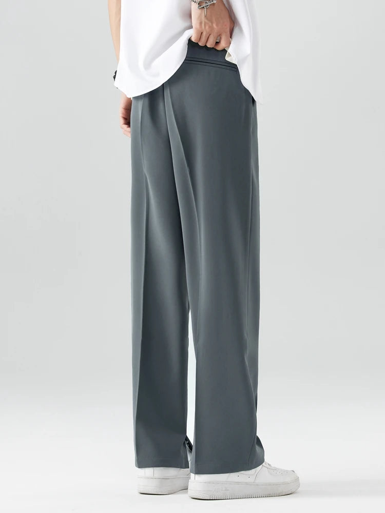 Straight-Fit Trousers With Slit Ankles