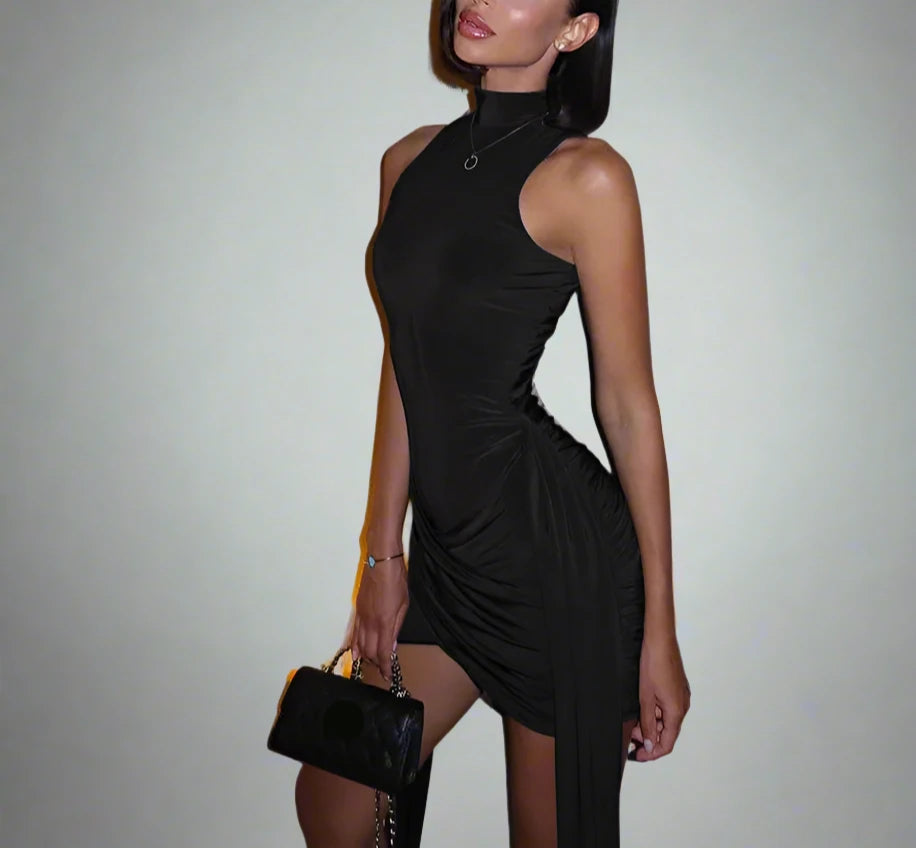 Turtleneck Sleeveless Mini Dress