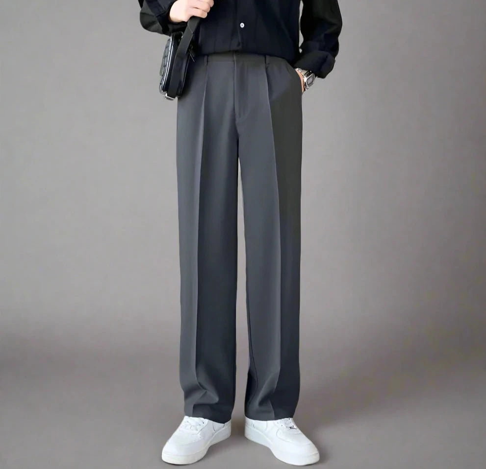 Straight-Fit Pleated Trousers