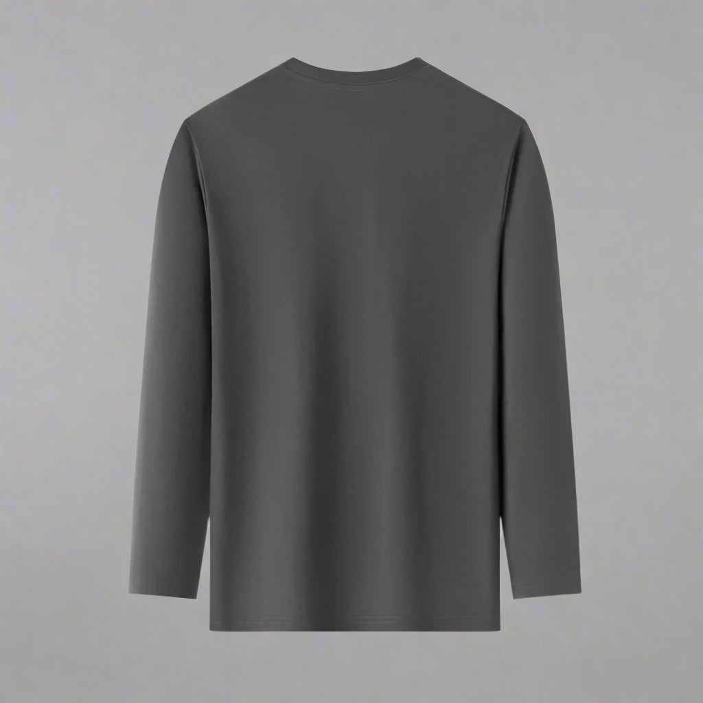 Basic Round Neck Long Sleeved Cotton T-shirt