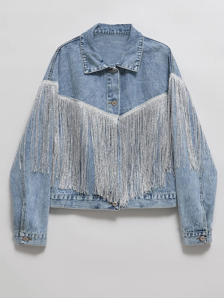 Studded Fringe Denim Jacket