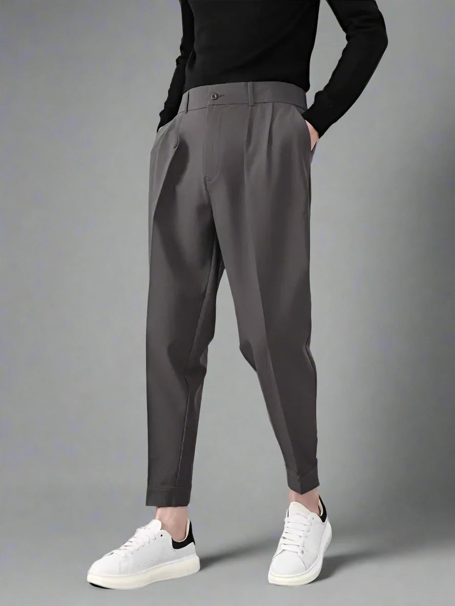 Pleated Trousers With Ankle Straps