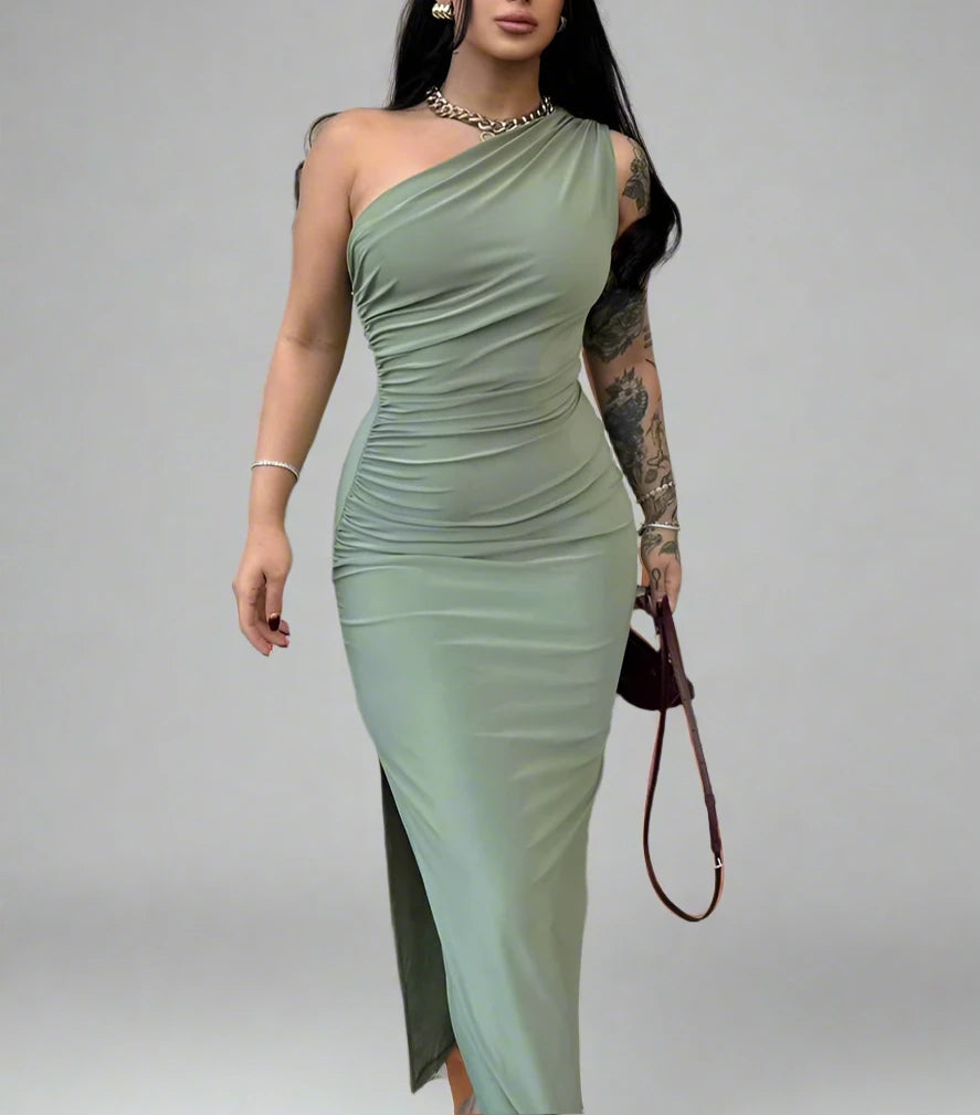 One-Shoulder Split Maxi Dress