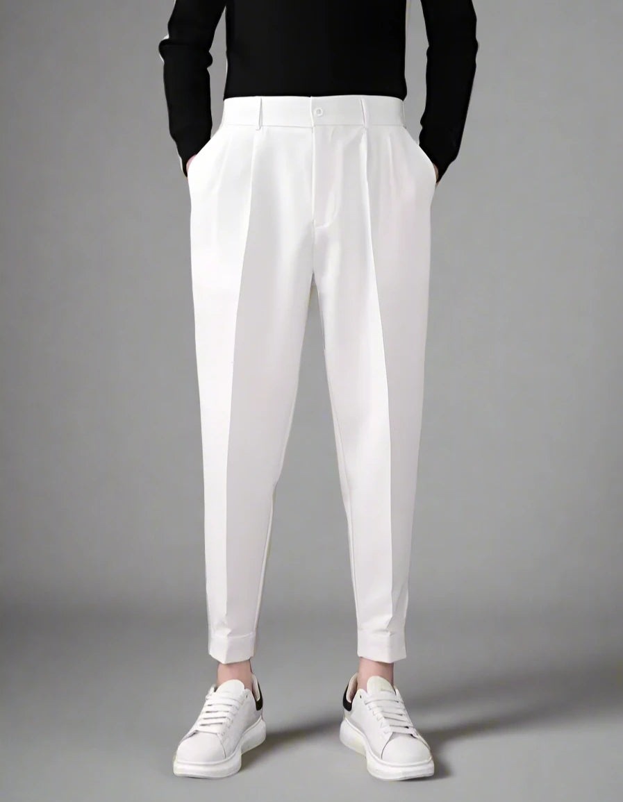 Pleated Trousers With Ankle Straps