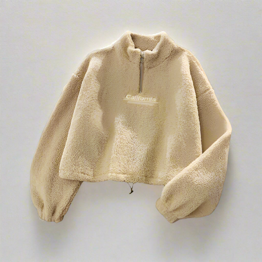 Sherpa Fleece Half-Zip Crop Sweatshirt