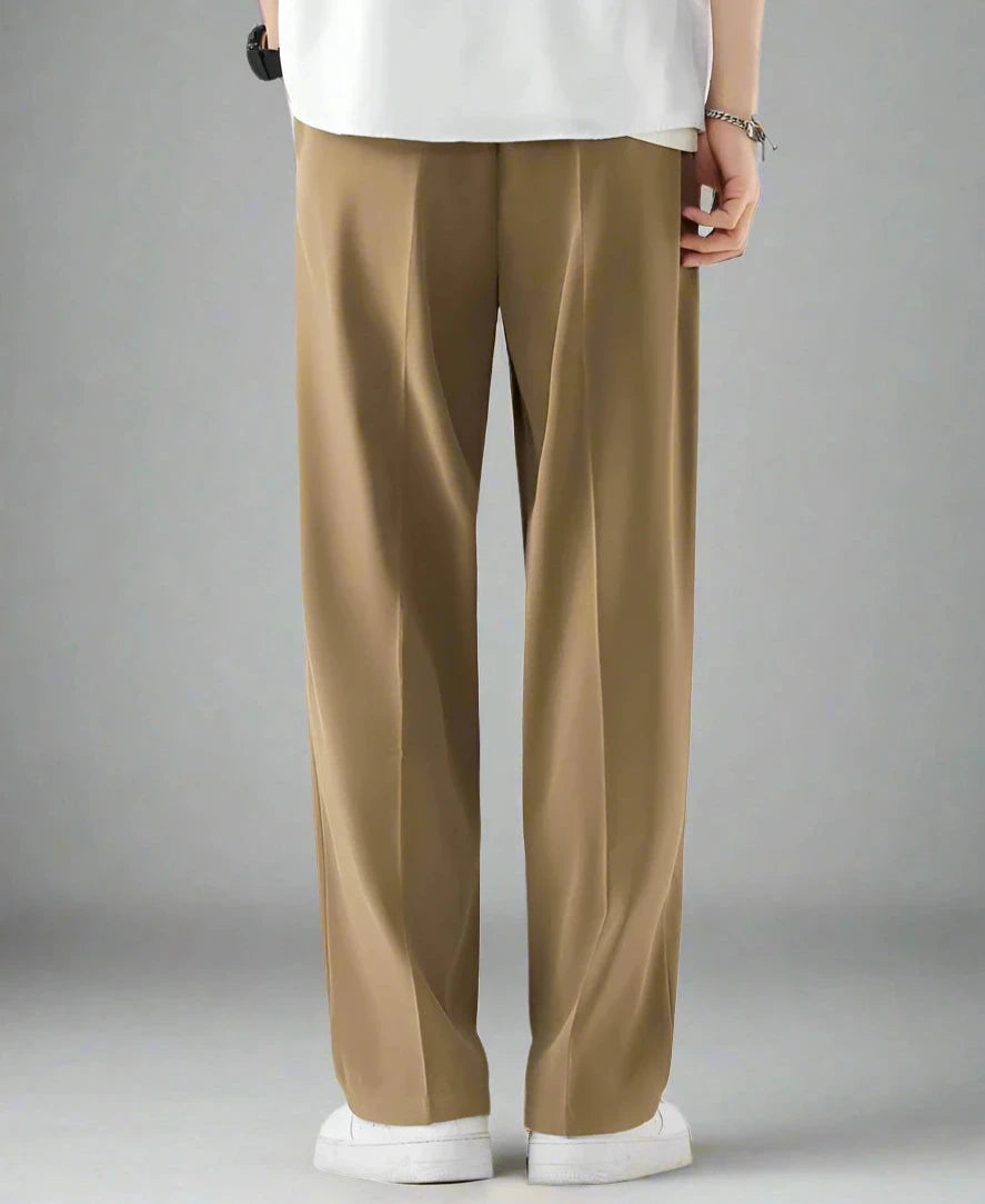 Straight-Fit Trousers With Slit Ankles