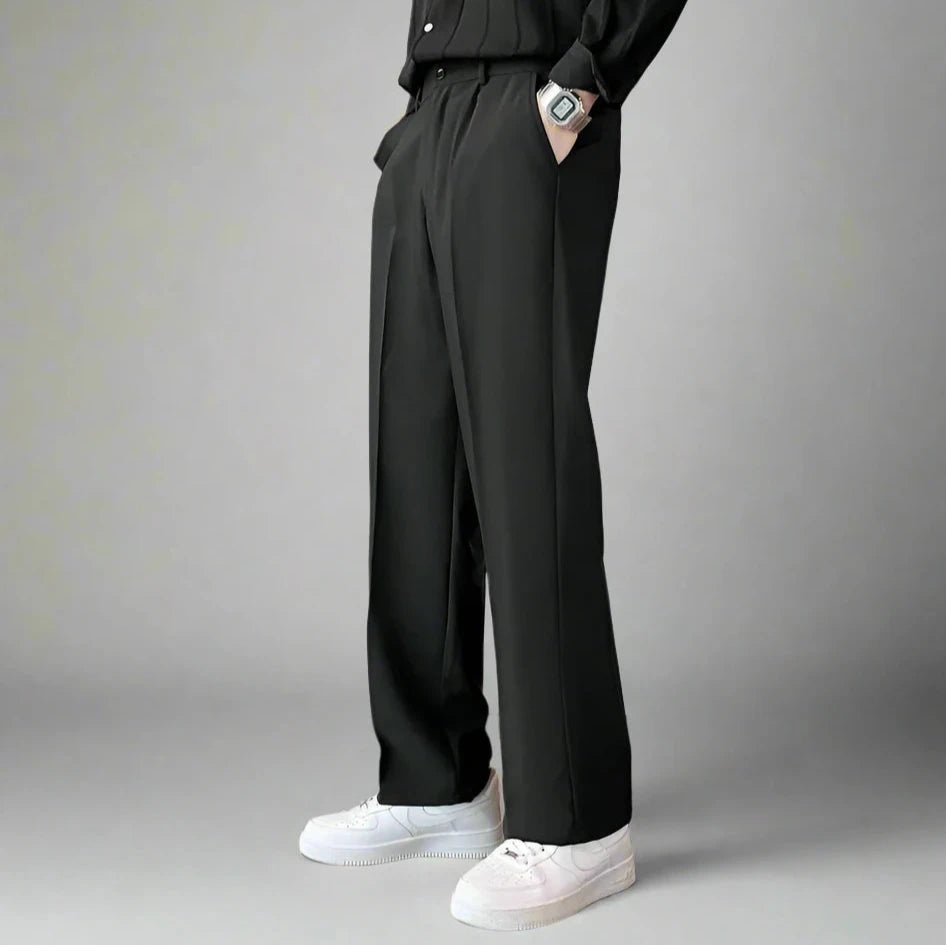 Straight-Fit Pleated Trousers