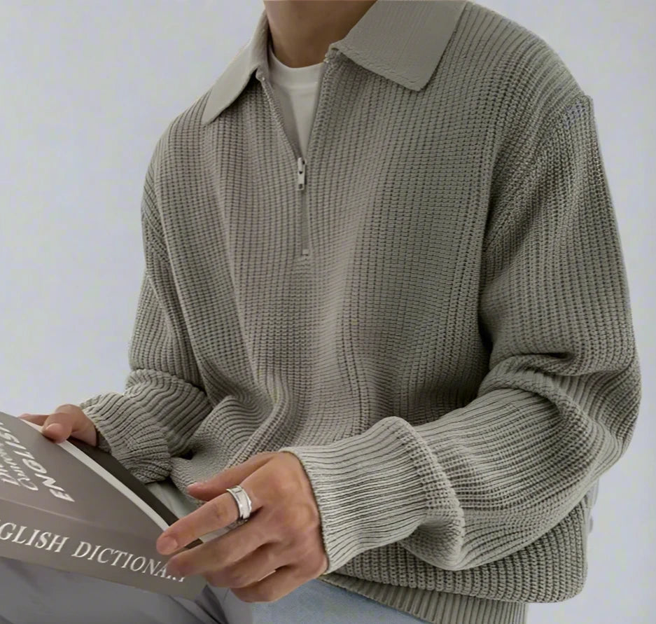 Quarter-Zip Collared Sweatshirt